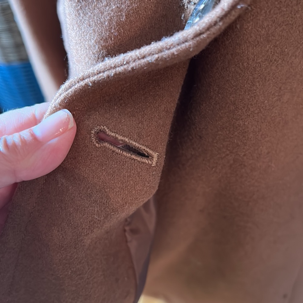 M COLLECTION vintage brown fitted coat with faux fur collar size medium - Picture 8 of 16
